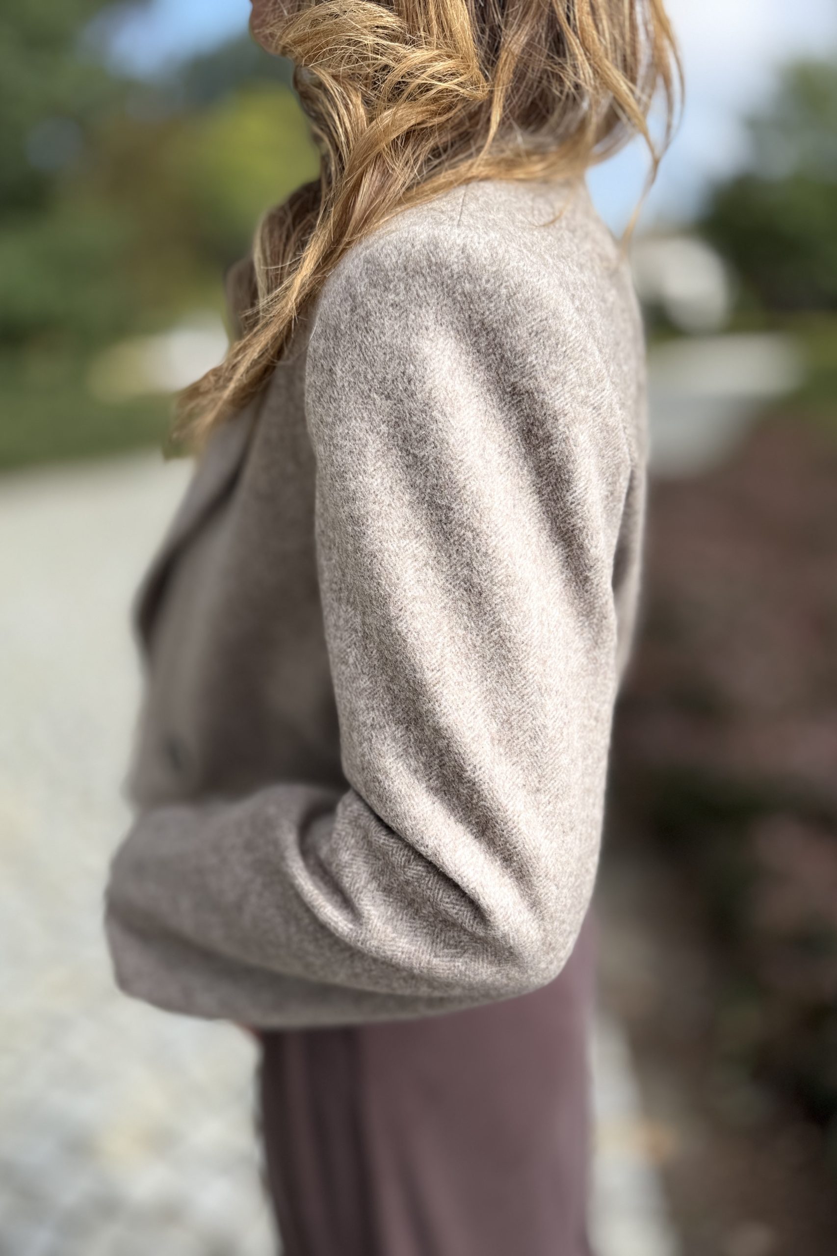 Marynarka krótka Tweed Wool Beige Petite - obrazek 3