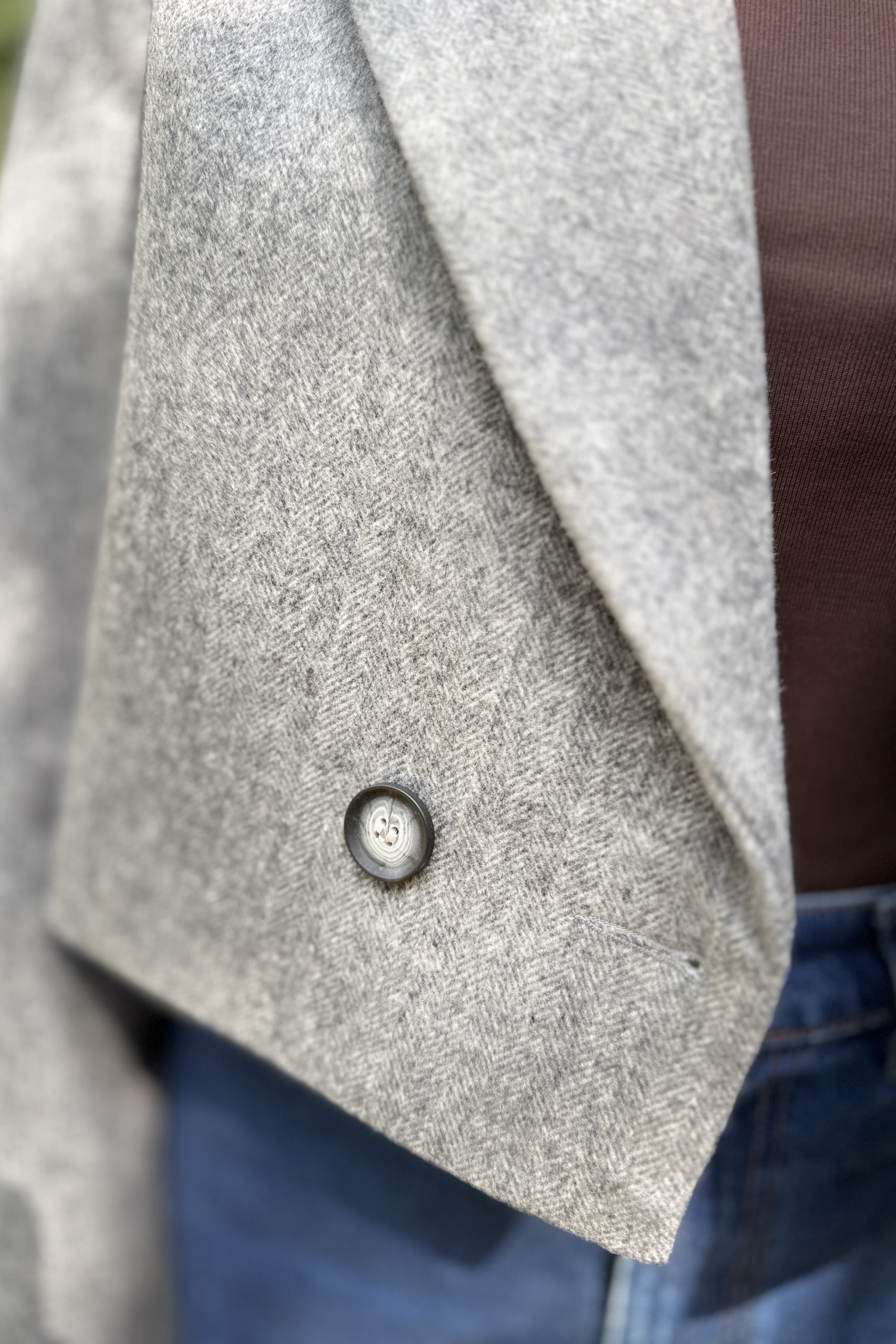 Marynarka krótka Tweed Wool Grey Petite - obrazek 7